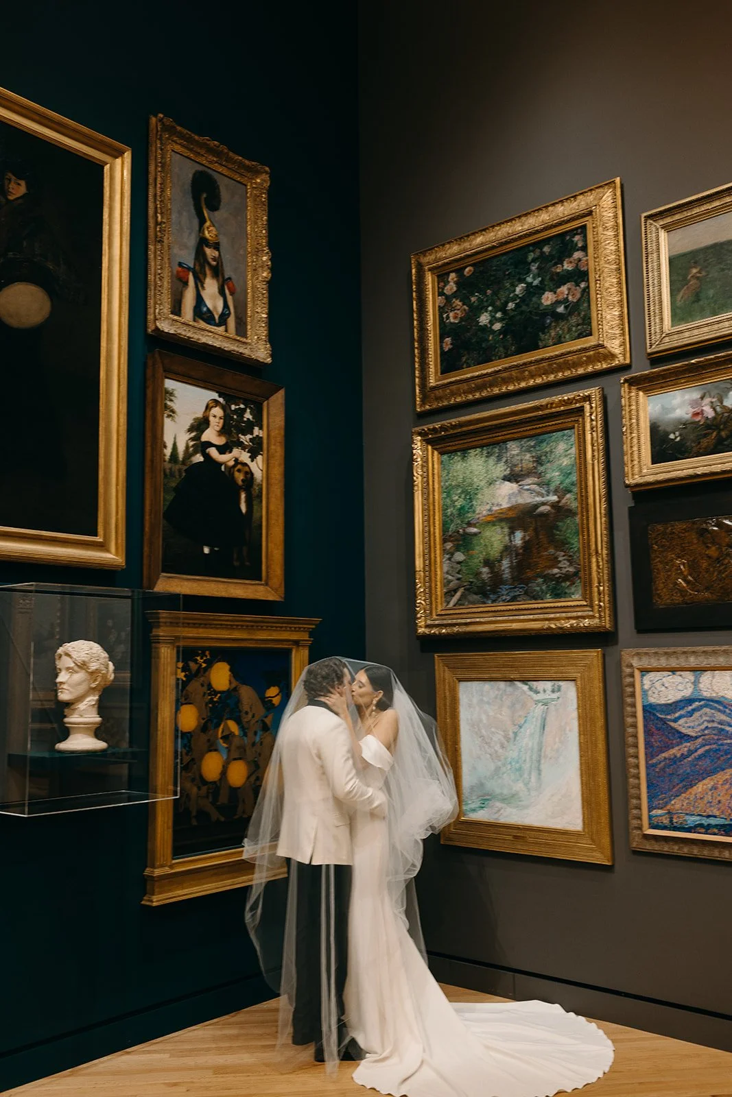 Bride and Groom at Wedding at Crystal Bridges Museum