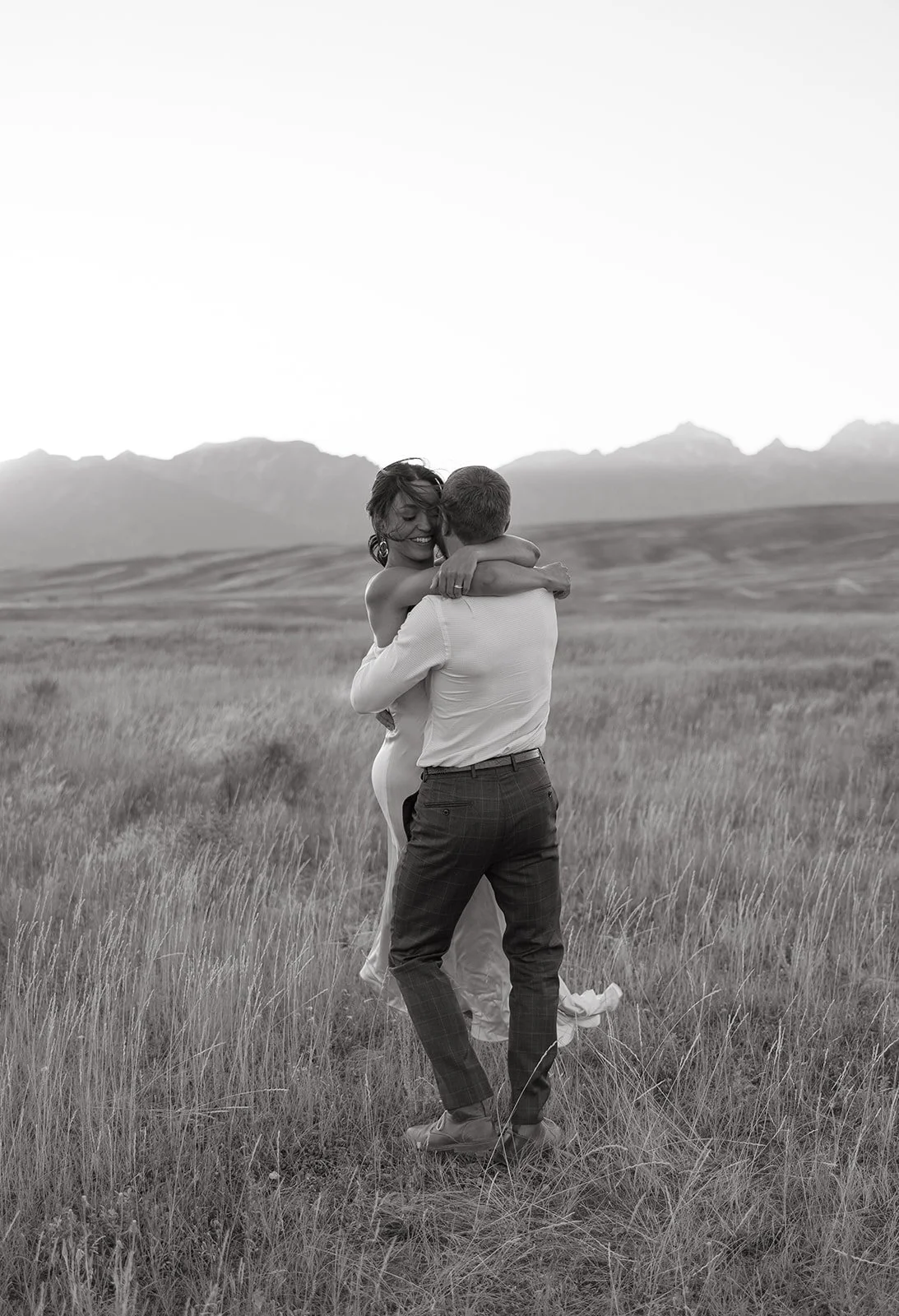 bride and groom eloping in grand Teton national park at sunset in the summer