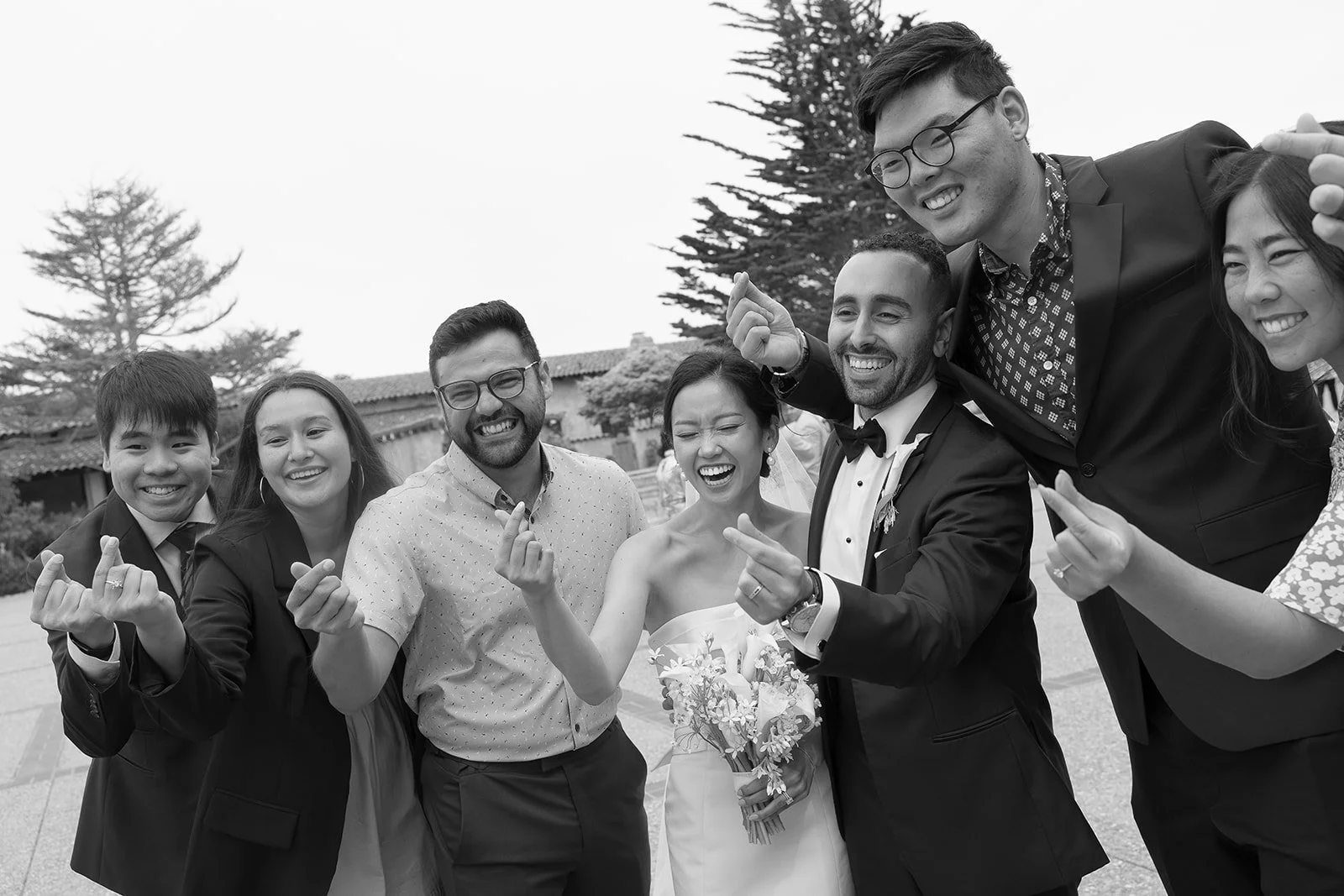 Candid natural wedding photography of Bride and Groom and friends at Carmel By the Sea by Laura Powers Photo
